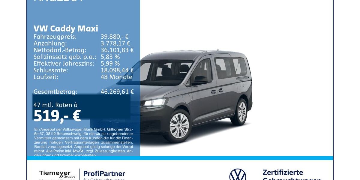 VW Caddy 6.871 km 39.880 &euro; Recklinghausen 45663
