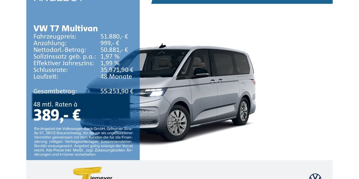 VW T7 Multivan 21.979 km 51.880 &euro; Bochum 44892